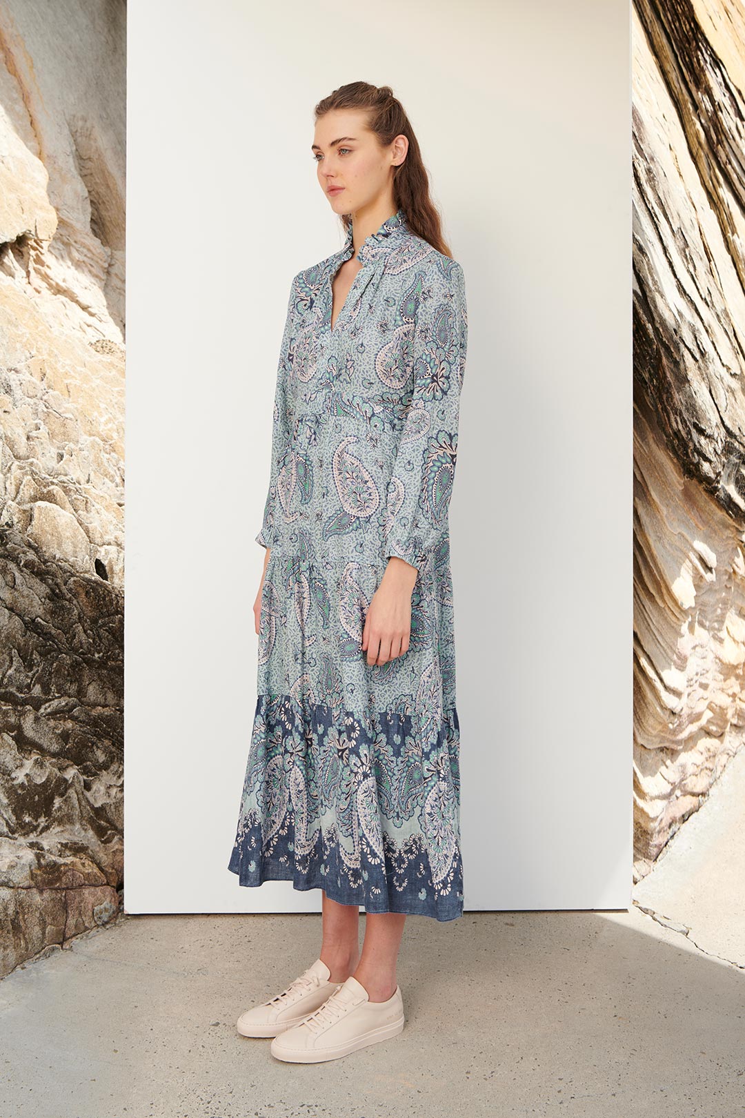 Dreamer Top in Black and Periwinkle Paisley main image 0